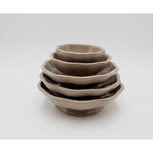 Temptations By Tara Woodland Taupe Set Of 5 Nesting Pedestal Bowls Prep Serve